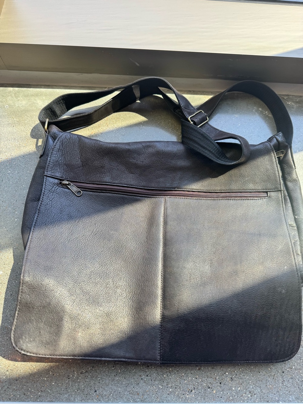 EKA Brown Distressed Pebble Leather Messenger Bag — Made in Colombia